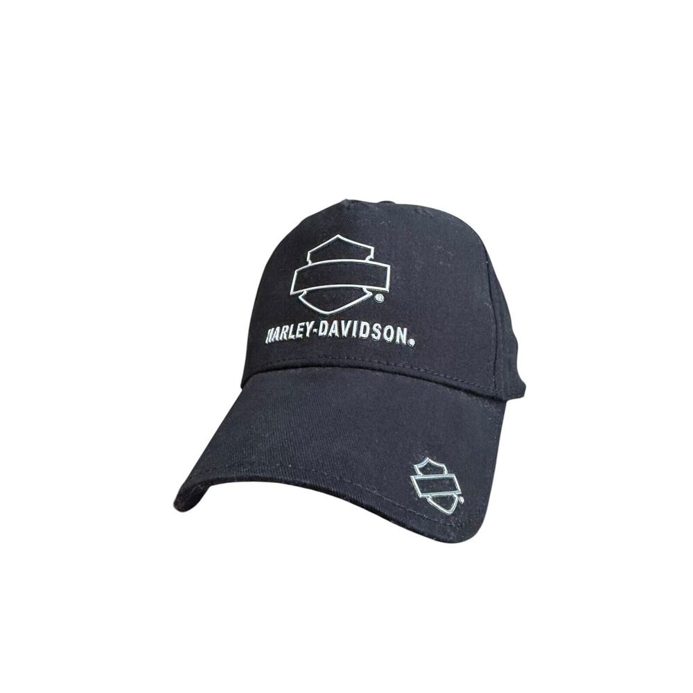 Harley Davidson Motorcycles Biker Black Adjustable Hat Cap Raised Logo Sportster